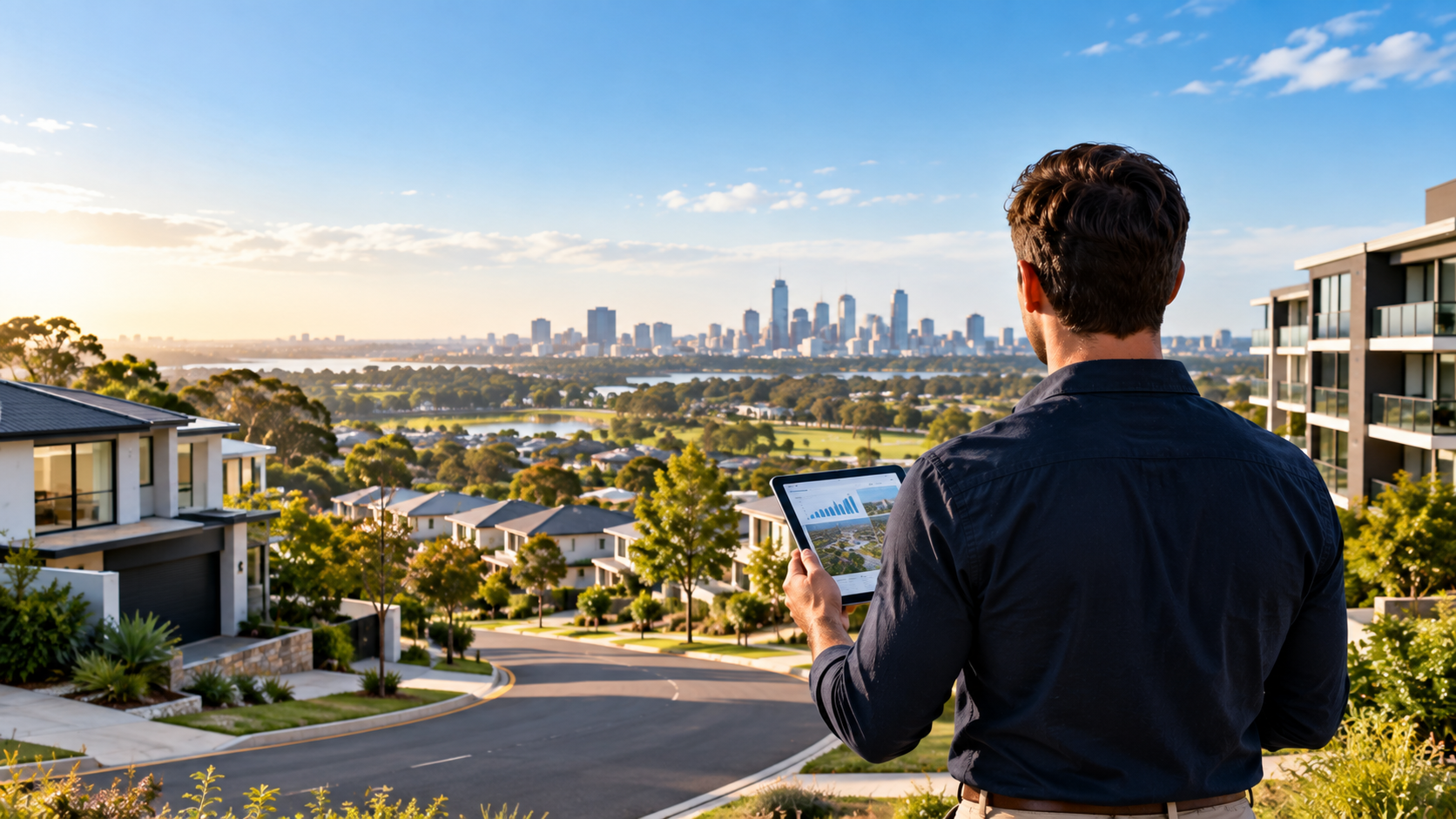 Real Estate Investor Overlooking Cityscape